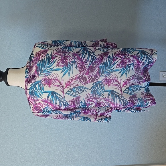 TOMMY BAHAMA Tropical Tunic Top Blouse Cover Up V Neck Button Closure SZ LARGE - Picture 8 of 12